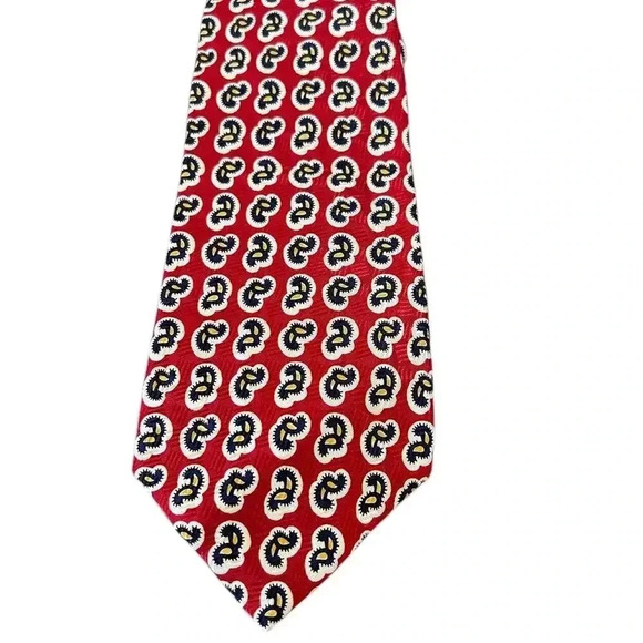 Polo By Ralph Lauren Silk Necktie Red With Blue 0range Beige Design 3 3/4” X 50” - Picture 1 of 5